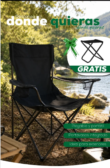 Silla Plegable Camping + Gratis Silla Pequeña
